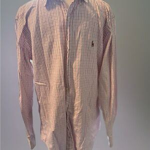 Ralph Lauren Men's Pink and Blue Plaid Shirt